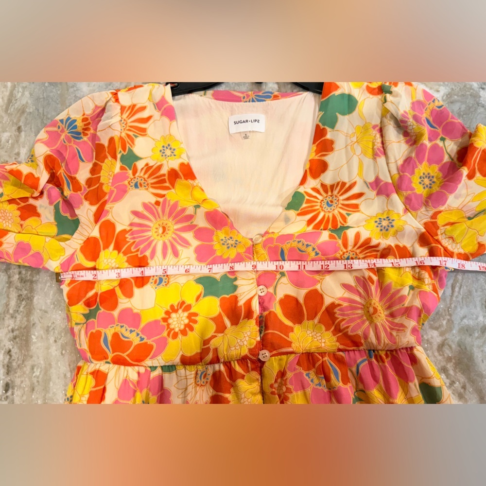 Women’s SUGARLIPS See You Then floral long sleeve maxi dress- Size small - Picture 6 of 7